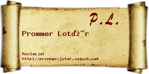 Prommer Lotár névjegykártya