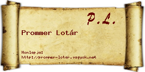 Prommer Lotár névjegykártya